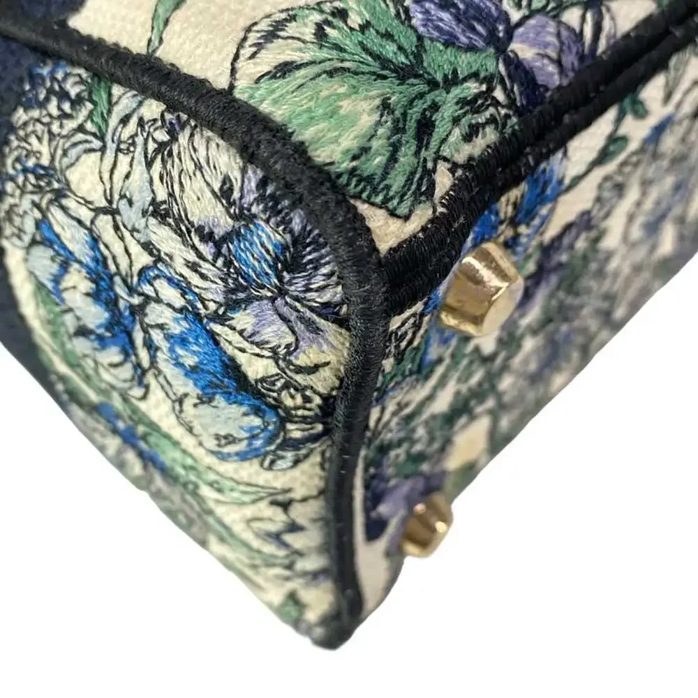 Christian Dior Lady Dior Light Medium Bag Handbag Cream Blue Multi